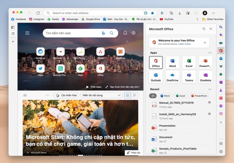 Sidebar trên Microsoft Edge tính năng tuyệt vời