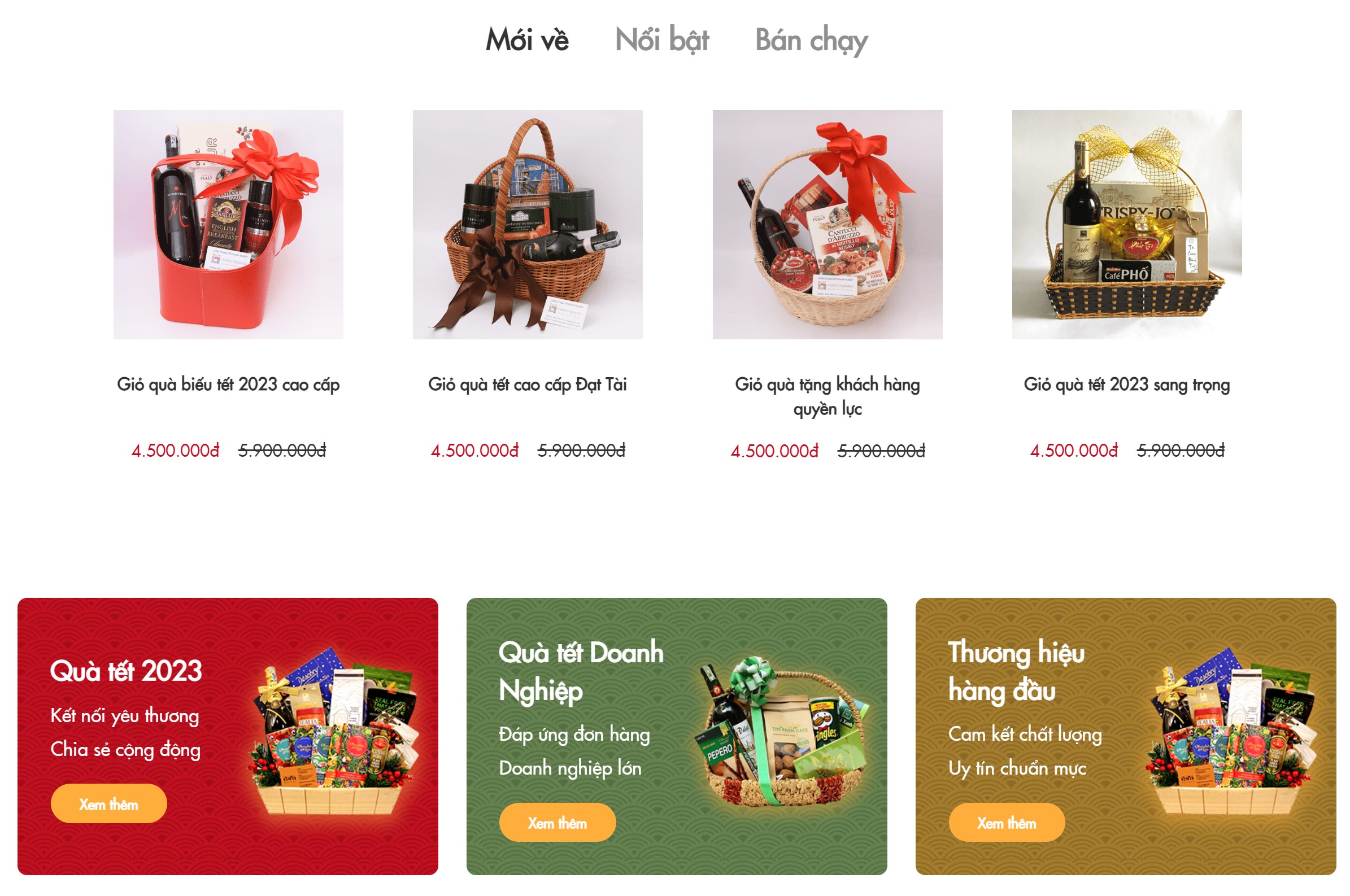 Giao diện website bán hàng quà tết 2023 san pham ban chay