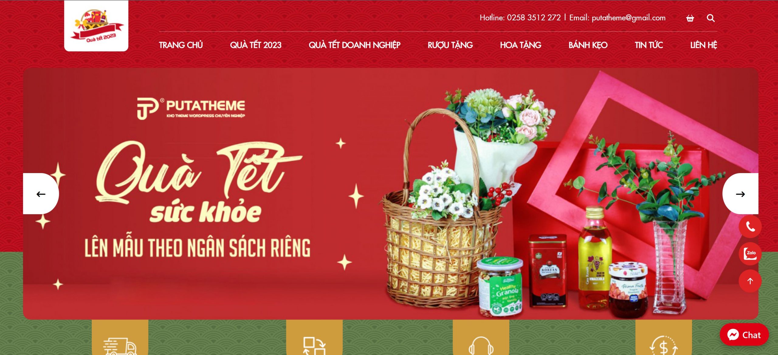 Giao diện website bán hàng quà tết 2023 trang chu